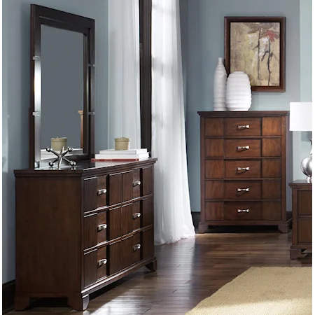 Six Drawer Dresser and Mirror Combo